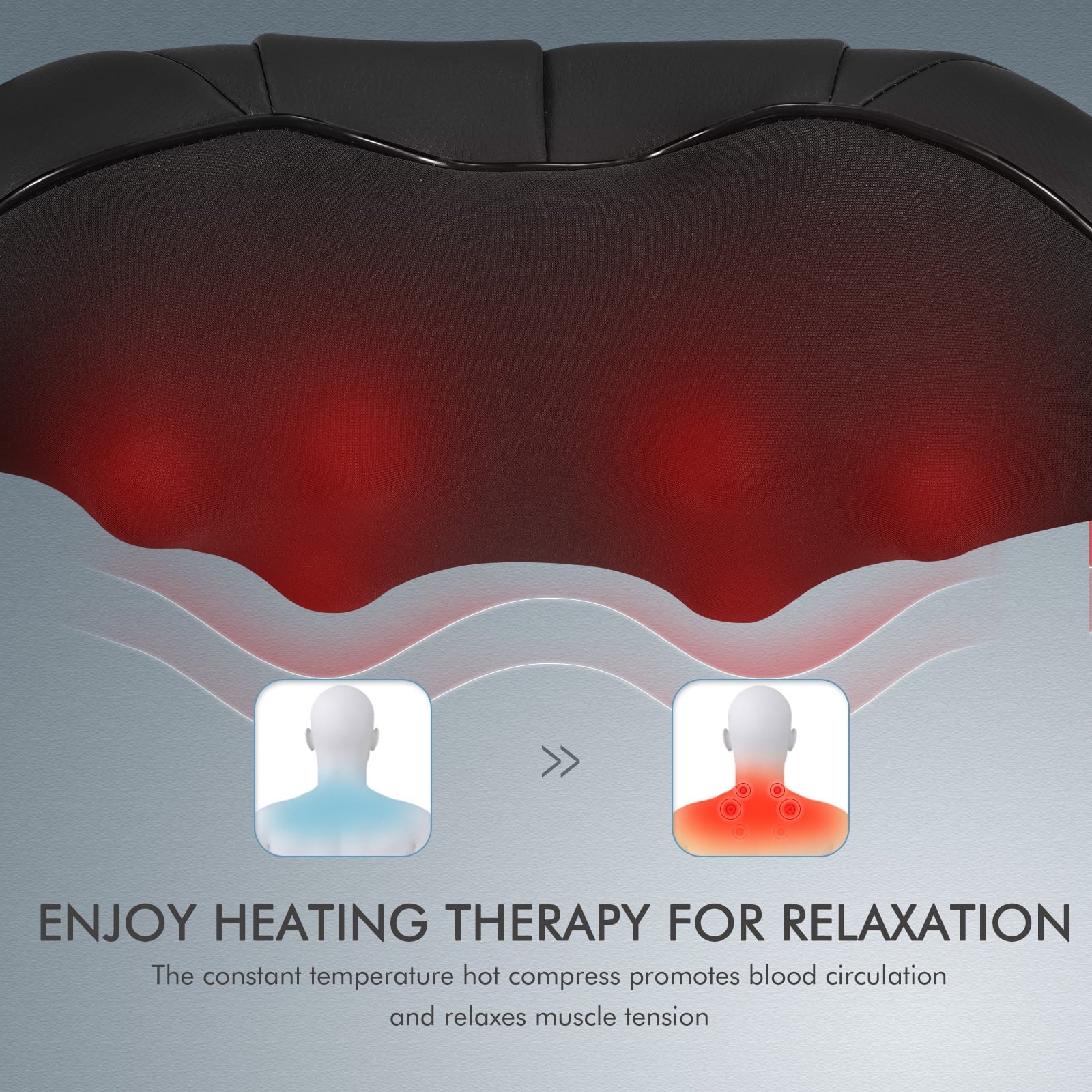 Neck and Shoulder Massager, 3D Deep Tissue Kneading Shiatsu Massager with Heat, Black