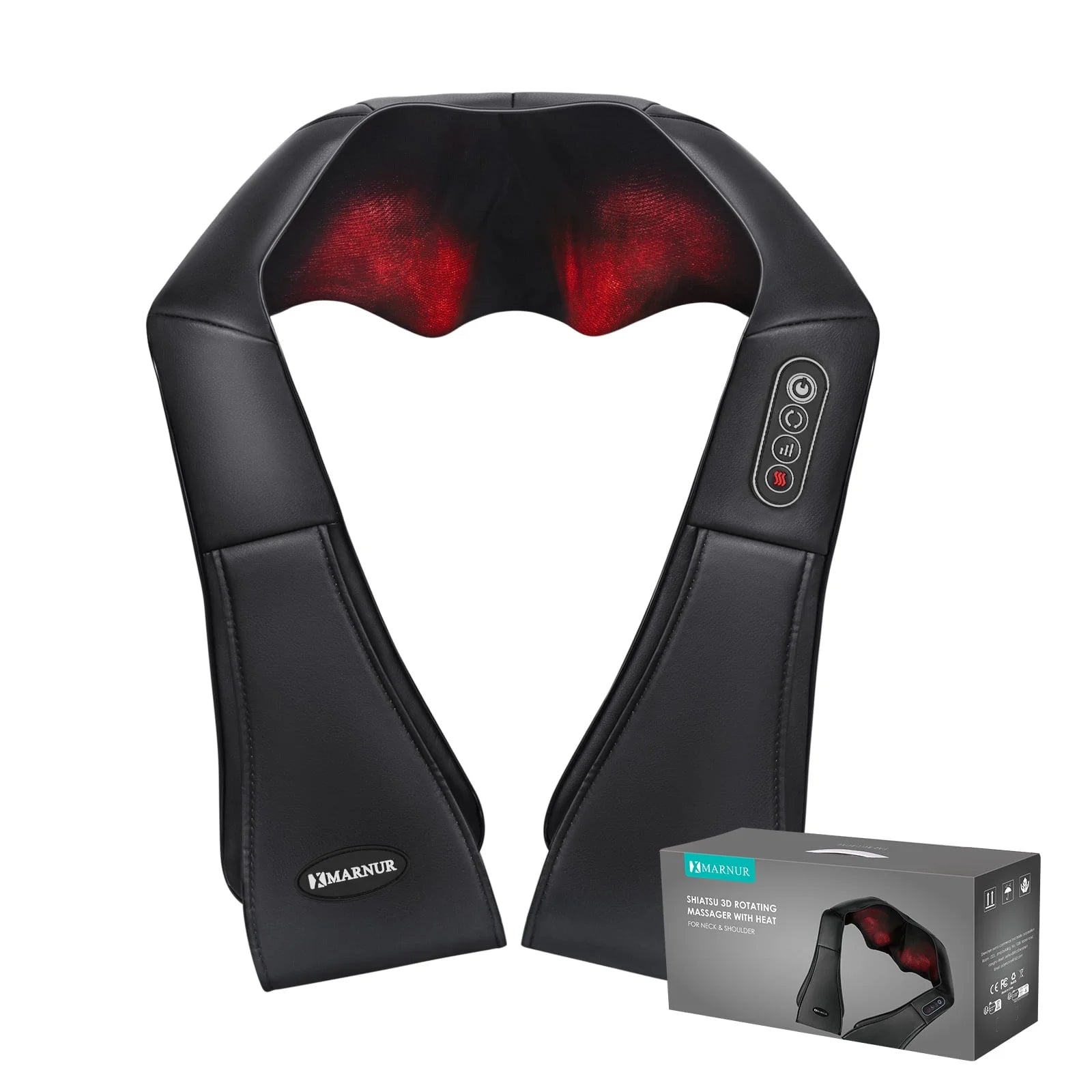 Neck and Shoulder Massager, 3D Deep Tissue Kneading Shiatsu Massager with Heat, Black